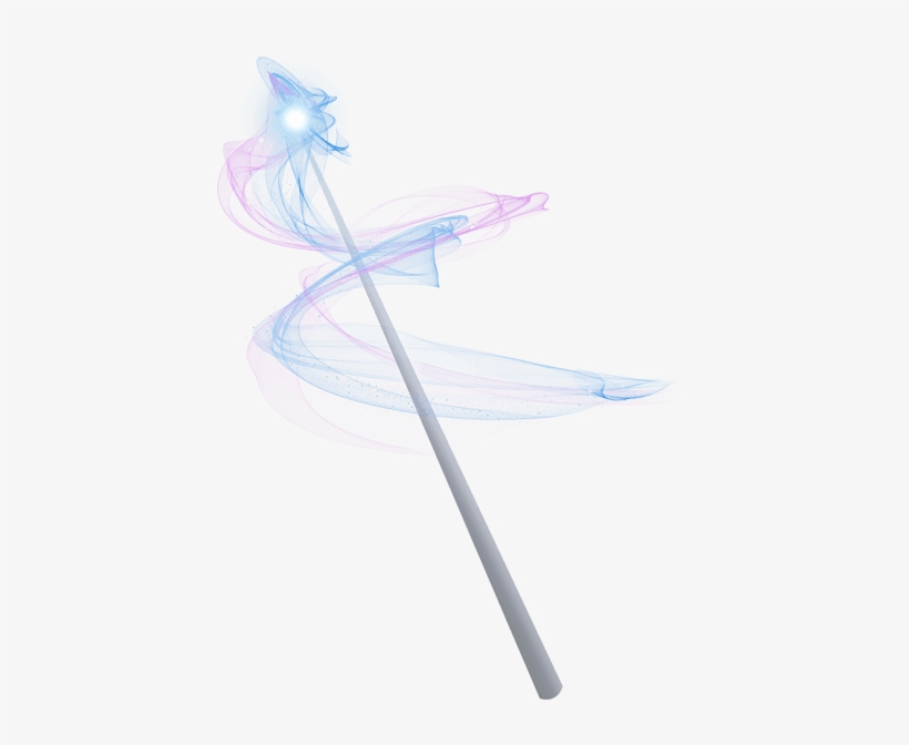 A wand with a light up blue and white swirling tail.